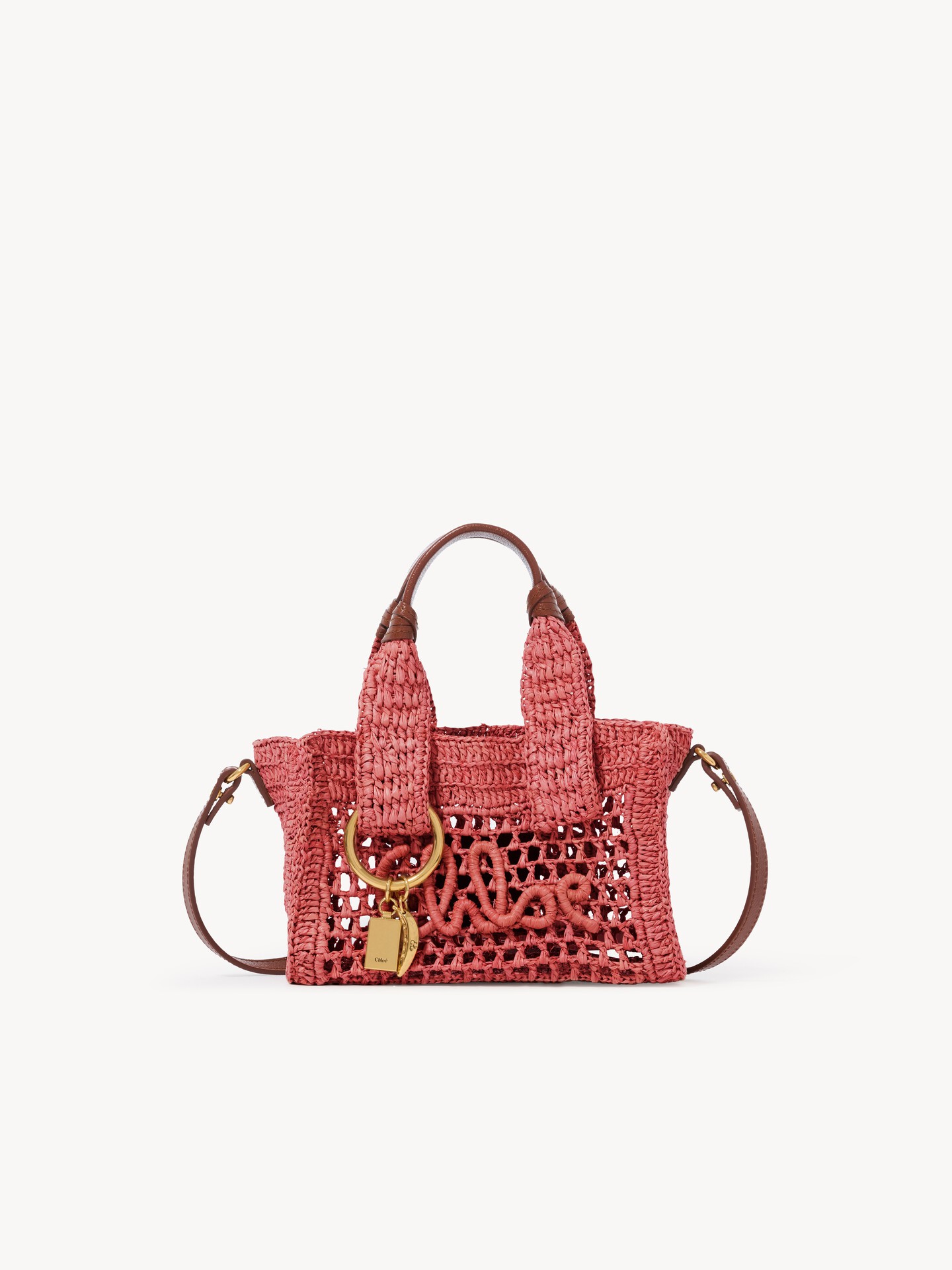 Mini Summer Banana east-west tote bag in raffia - 1