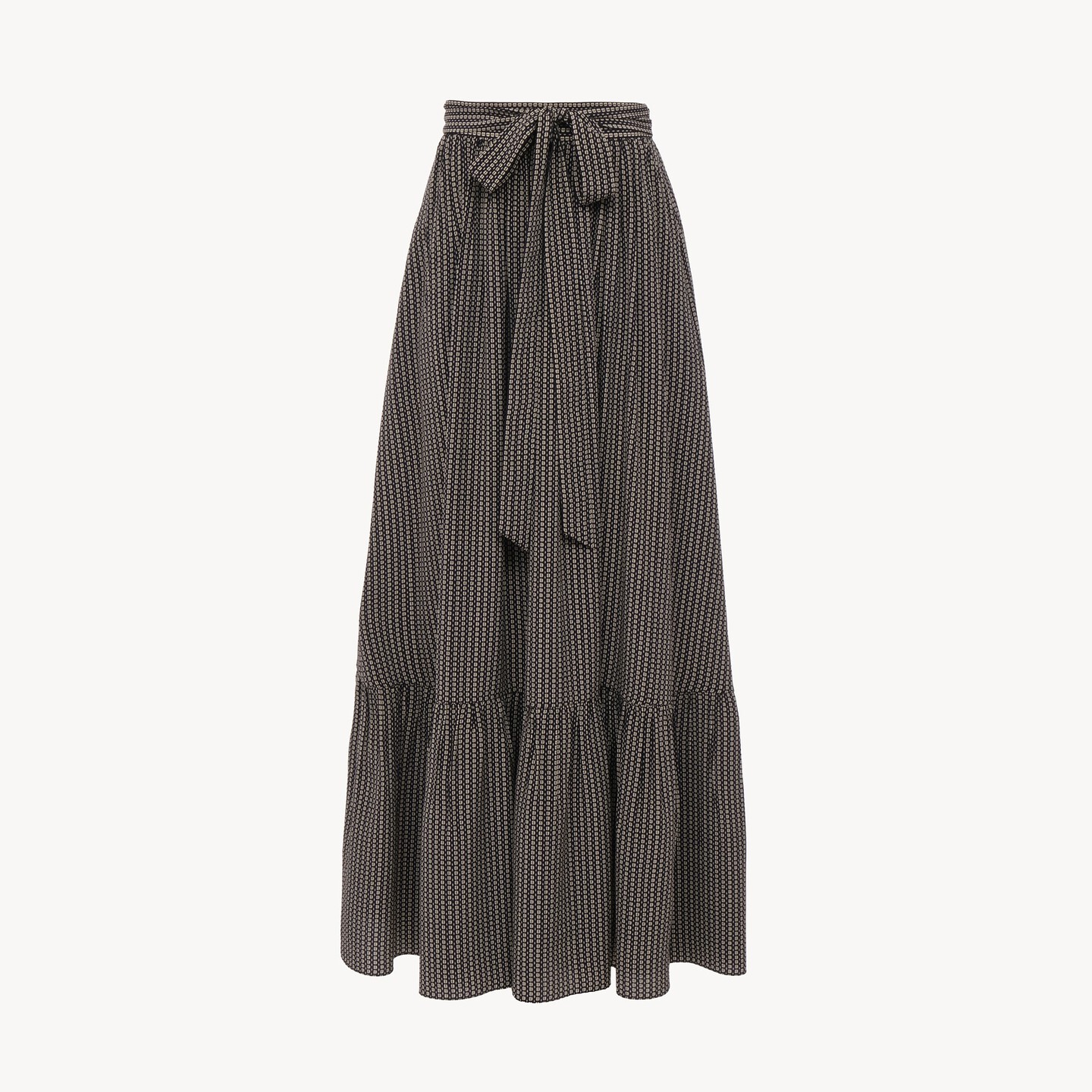 Gathered midi skirt in crêpe de chine - 8