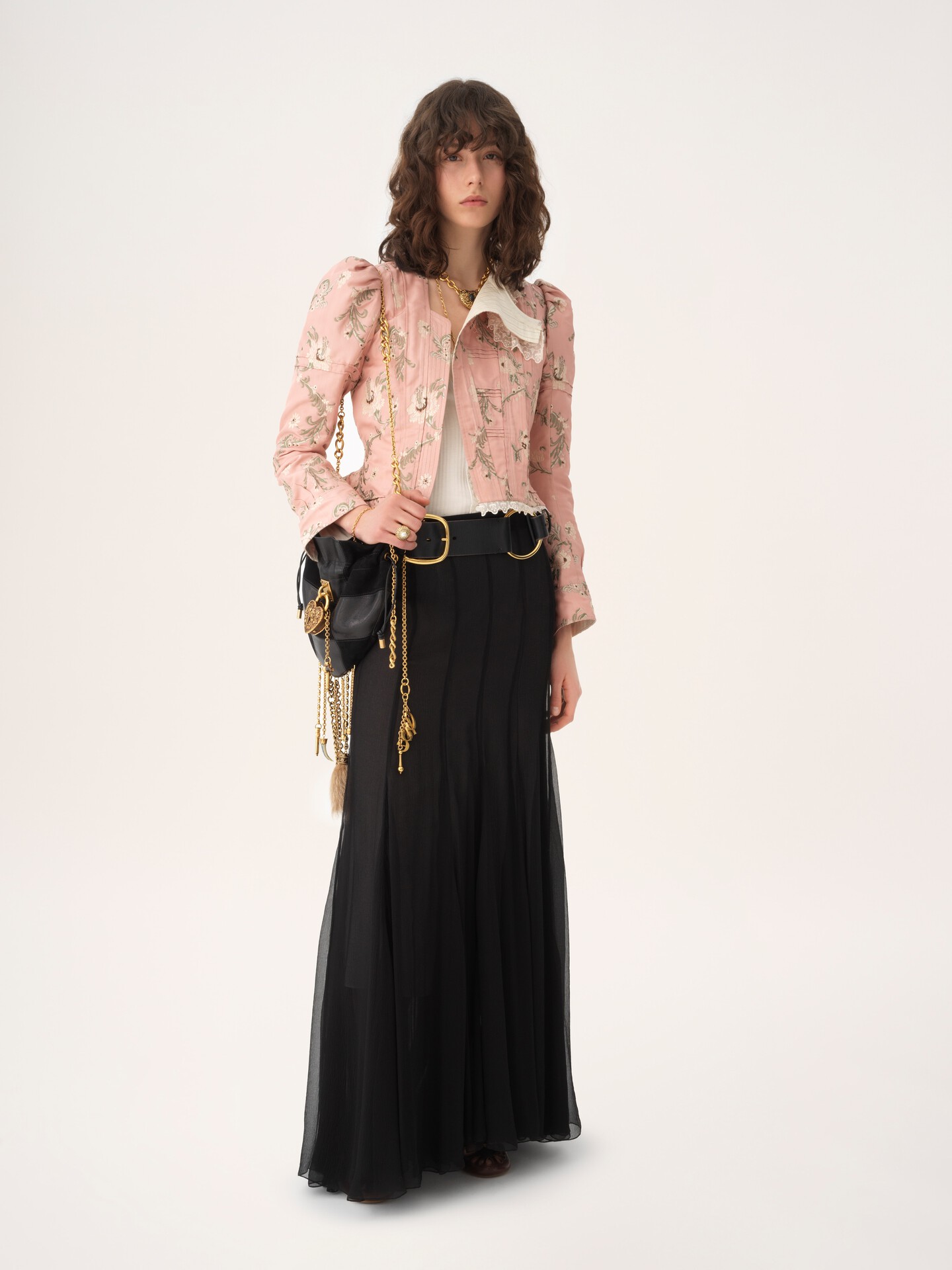 Fitted jacket in taffeta jacquard & lace - 2