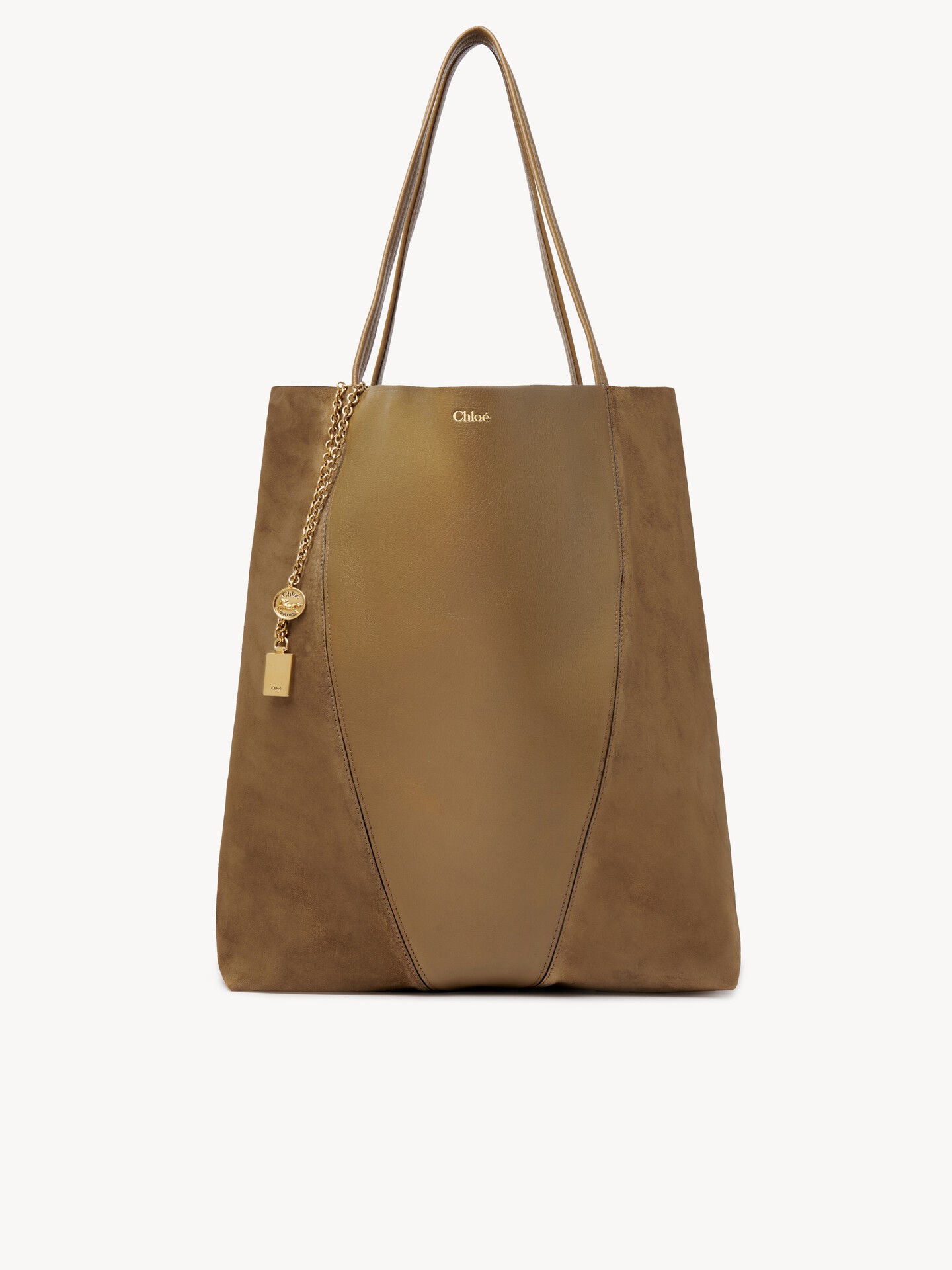 Large Chlo&eacute; Spin tote bag in grained and suede leather - 1
