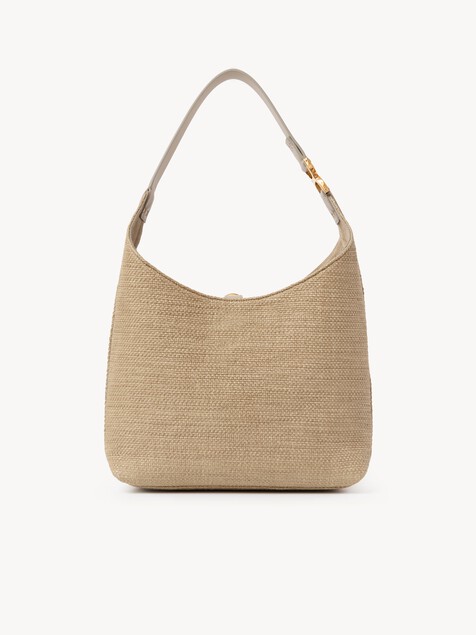 Small Marcie hobo bag in raffia-effect fibres