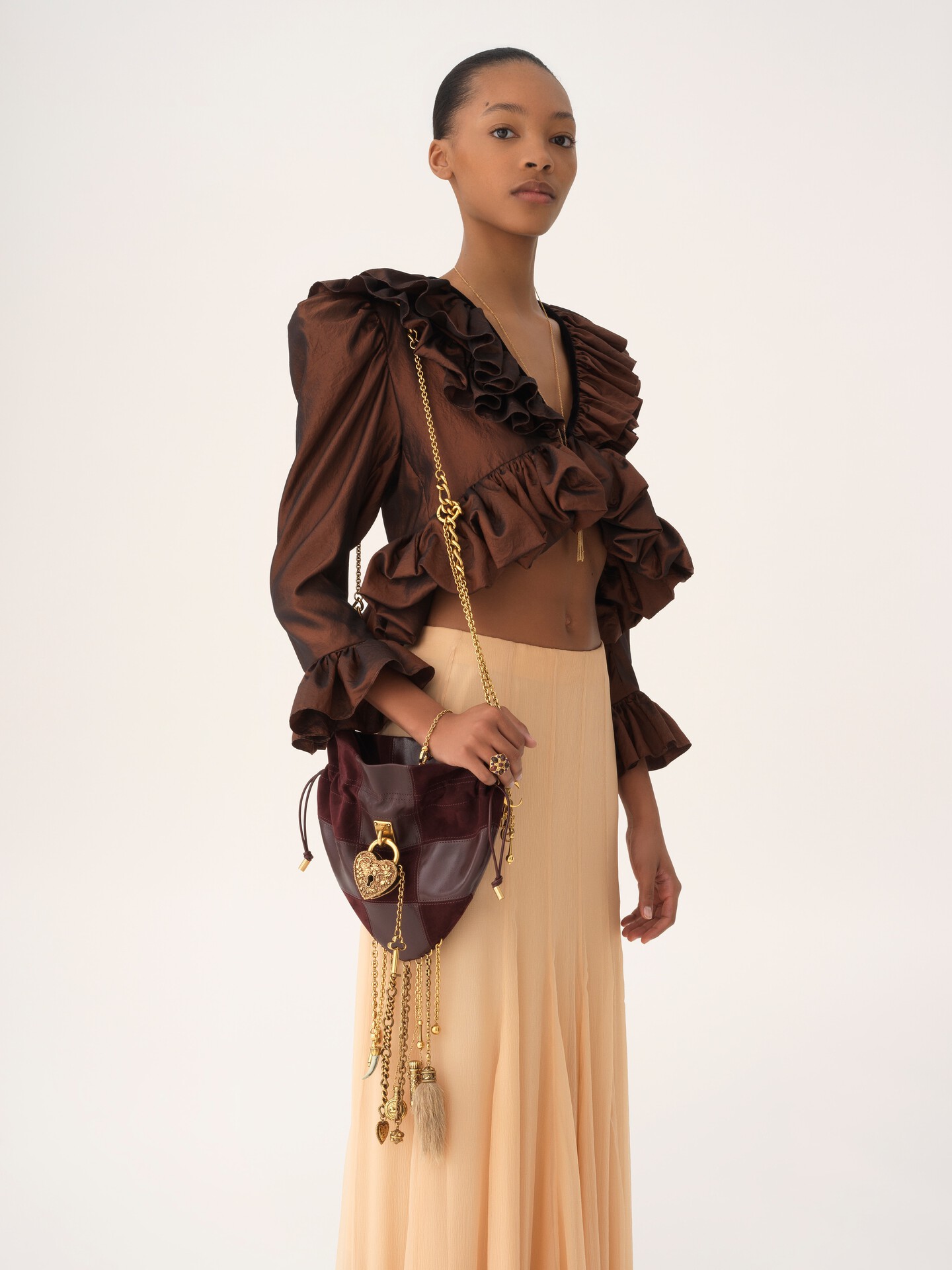 Fluid maxi skirt in silk mousseline - 8