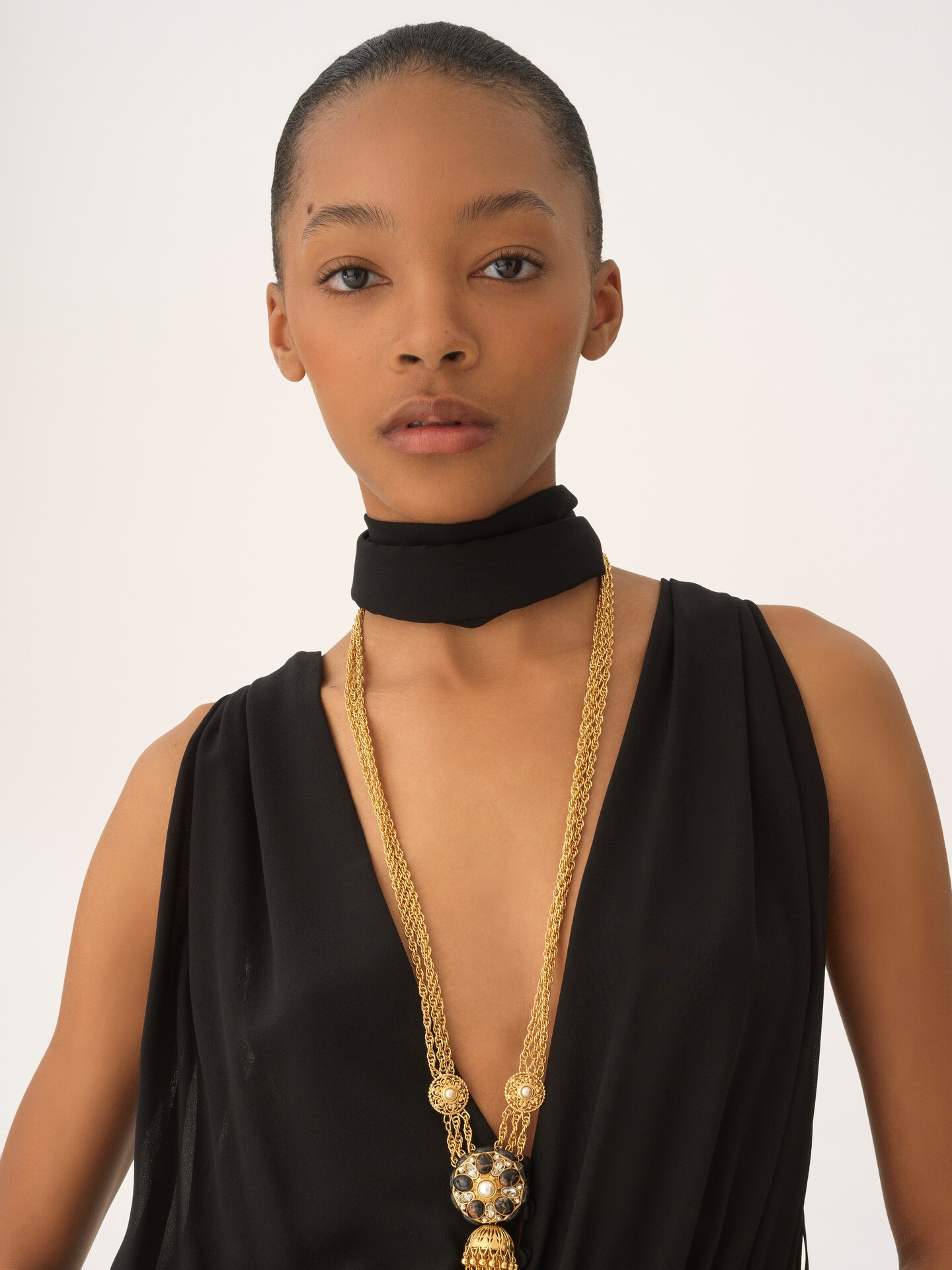V-neck jumpsuit in silk georgette - 6