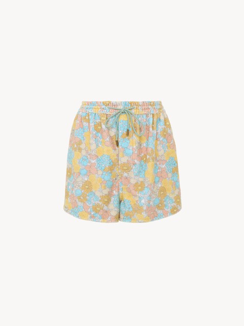 Drawstring mini shorts in cotton towelling
