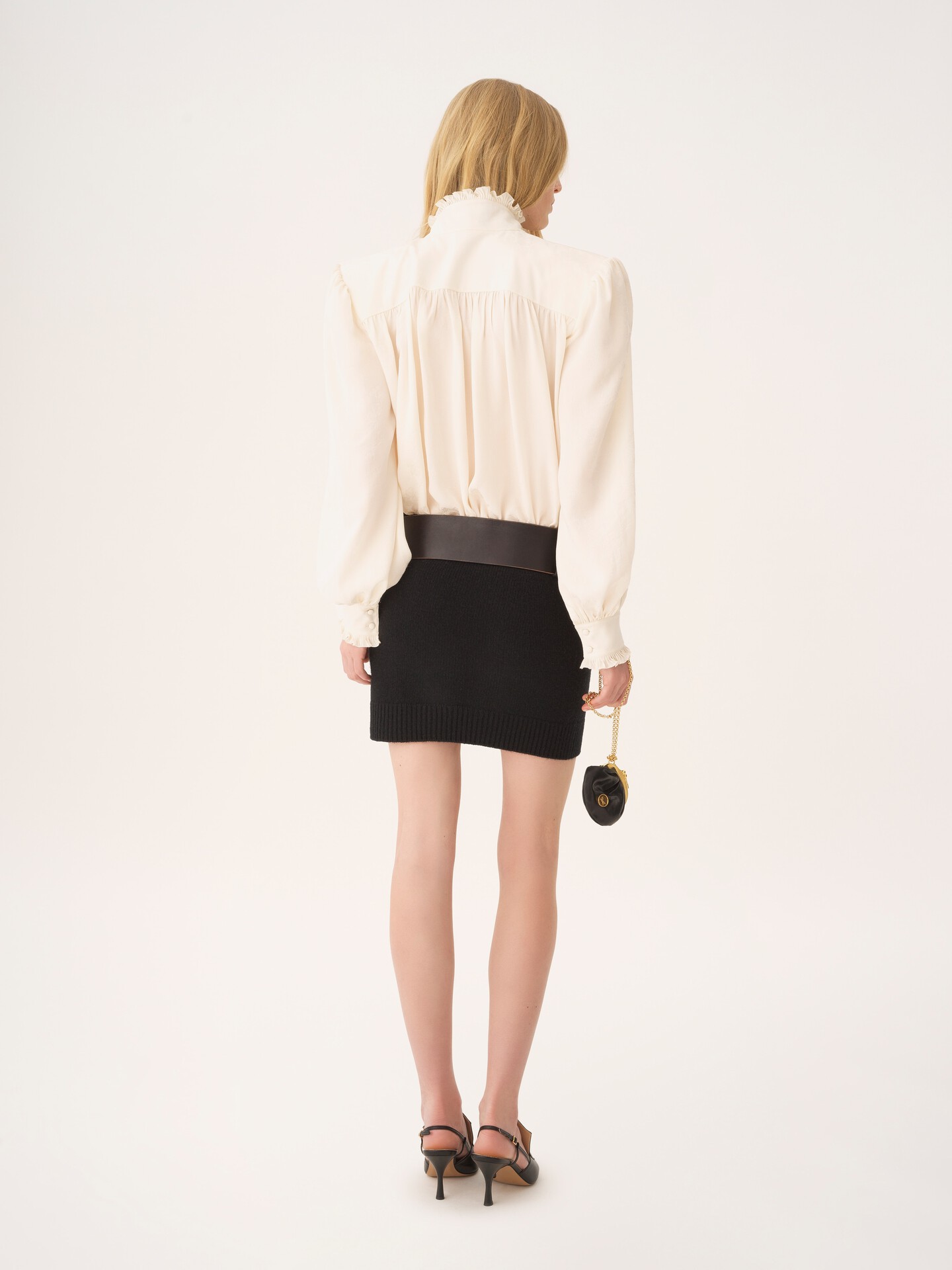 Oversized ruffled blouse in silk jacquard - 6