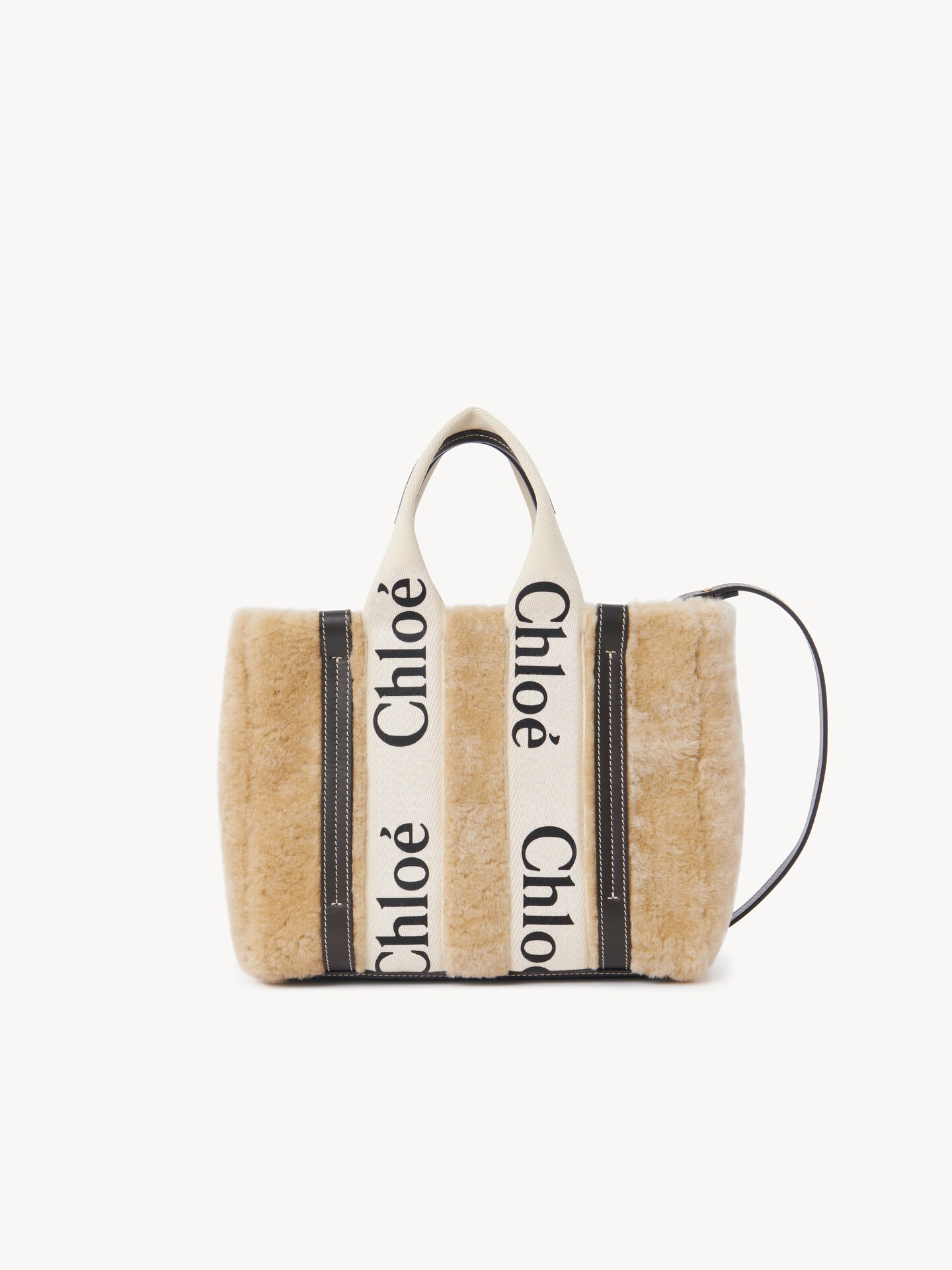 Small Woody tote bag in shearling - 2
