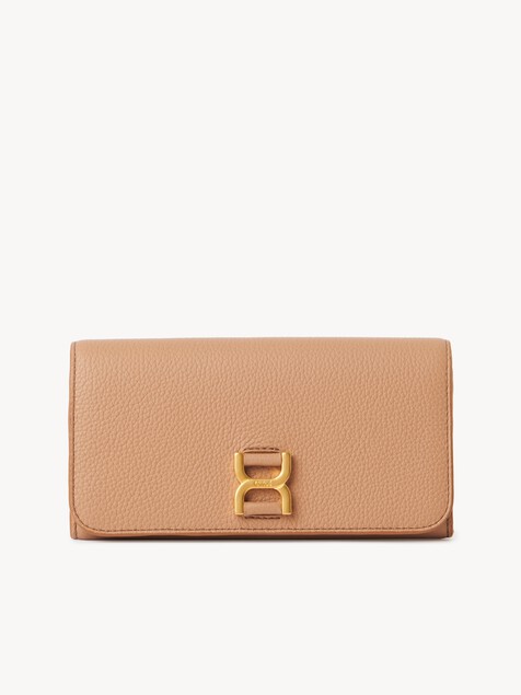 Marcie long wallet with flap in grained leather