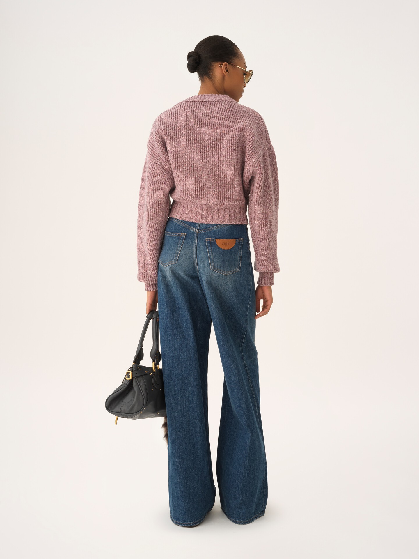 Cropped mock-neck jumper in a merino wool knit - 5