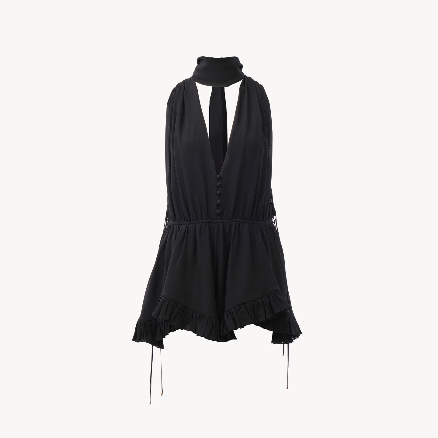 V-neck jumpsuit in silk georgette - 8