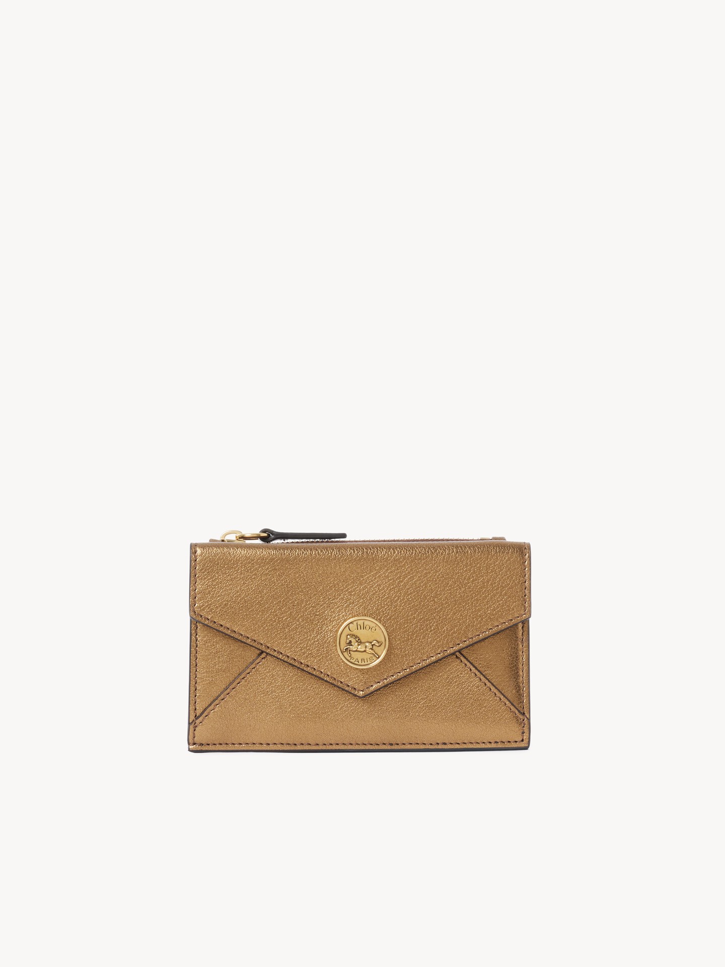 Small Envelope purse with card slots in metallic leather - 2