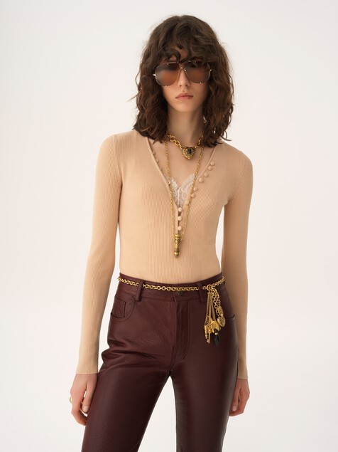 Henley shirt in a merino wool knit