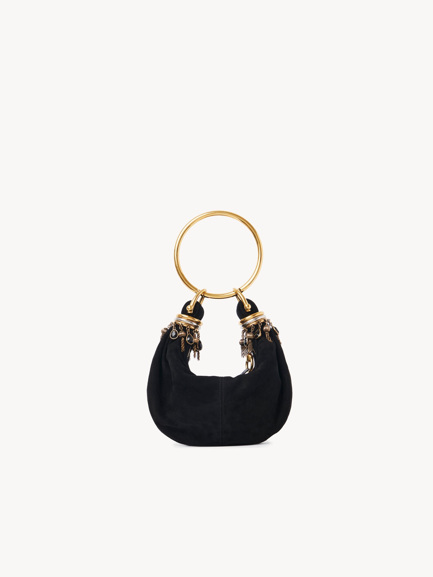 Mini Beaded Bracelet Hobo bag in suede leather - 1