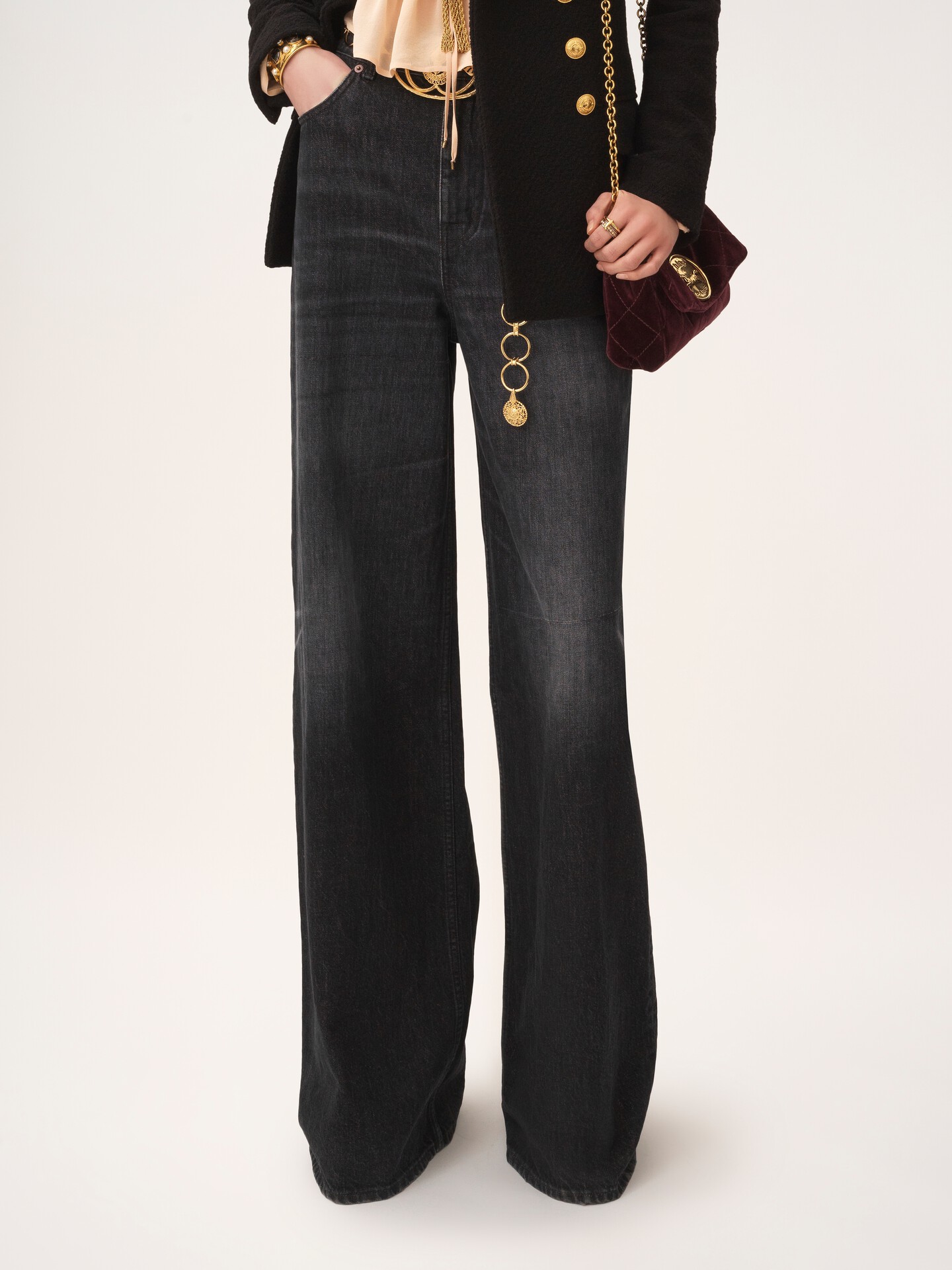 High-rise wide-leg jeans in denim - 4
