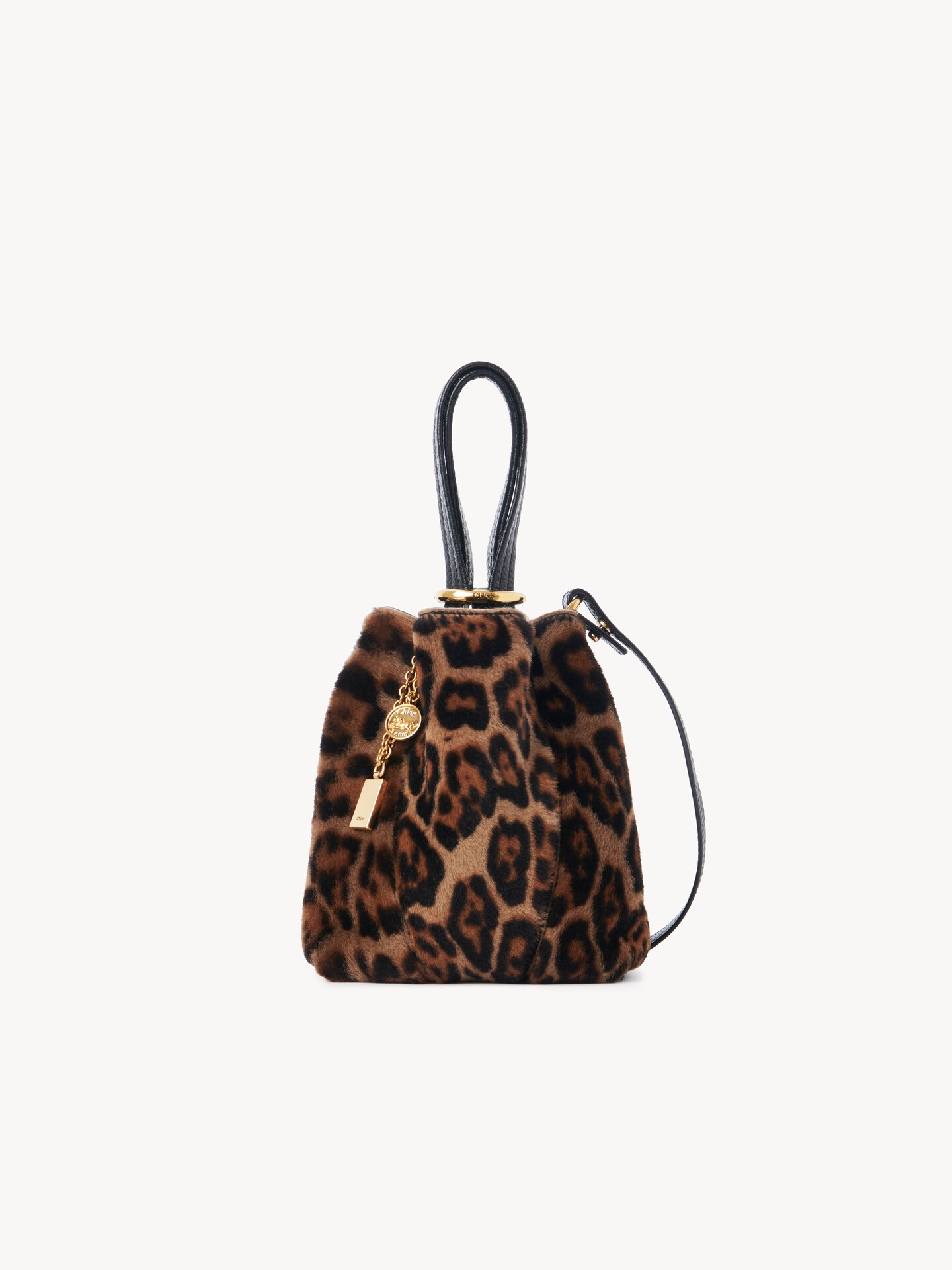 Small Chloé Spin tote bag in leopard-print shearling - 2