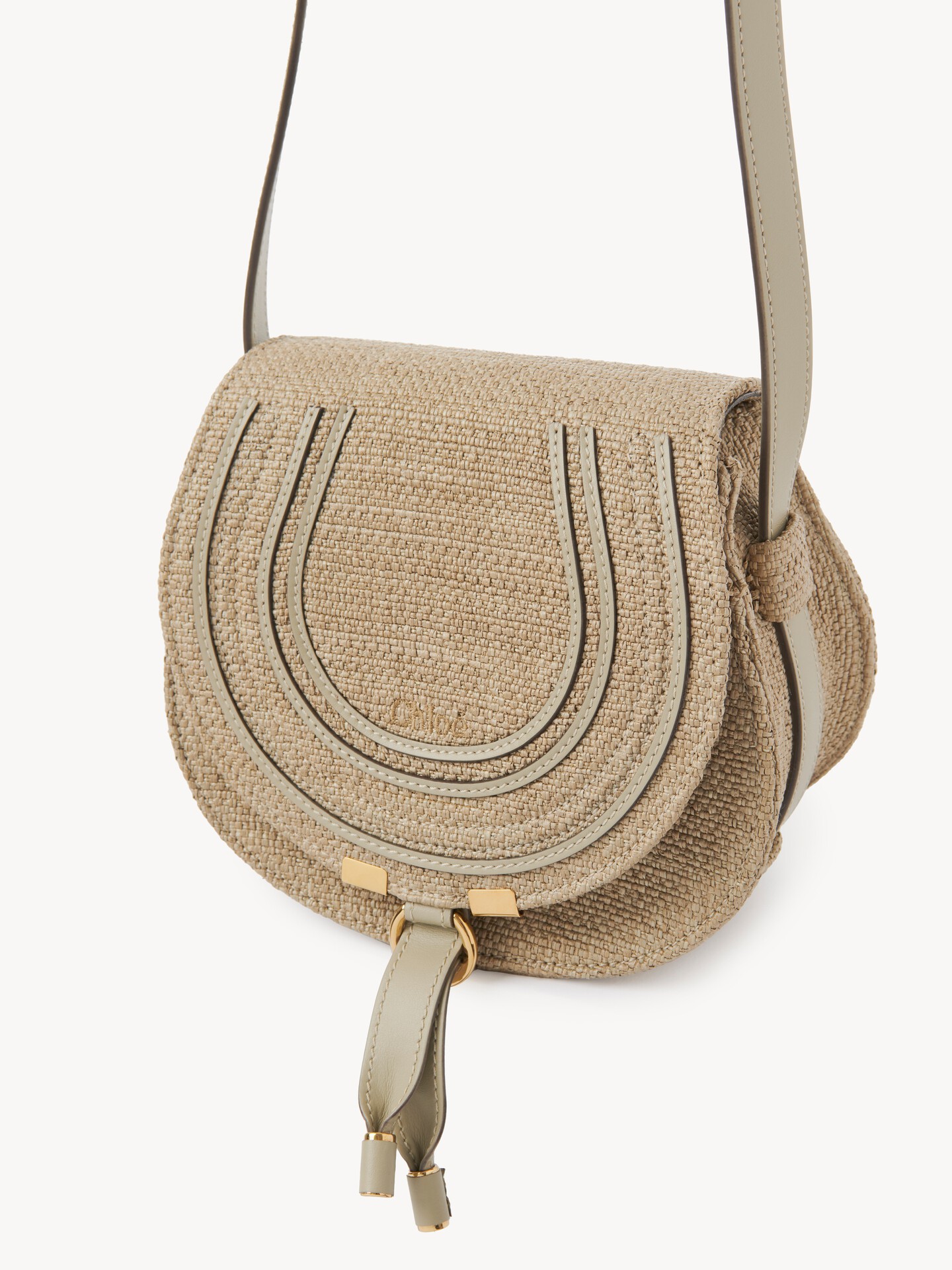 Small Marcie saddle bag in raffia-effect fibres - 7