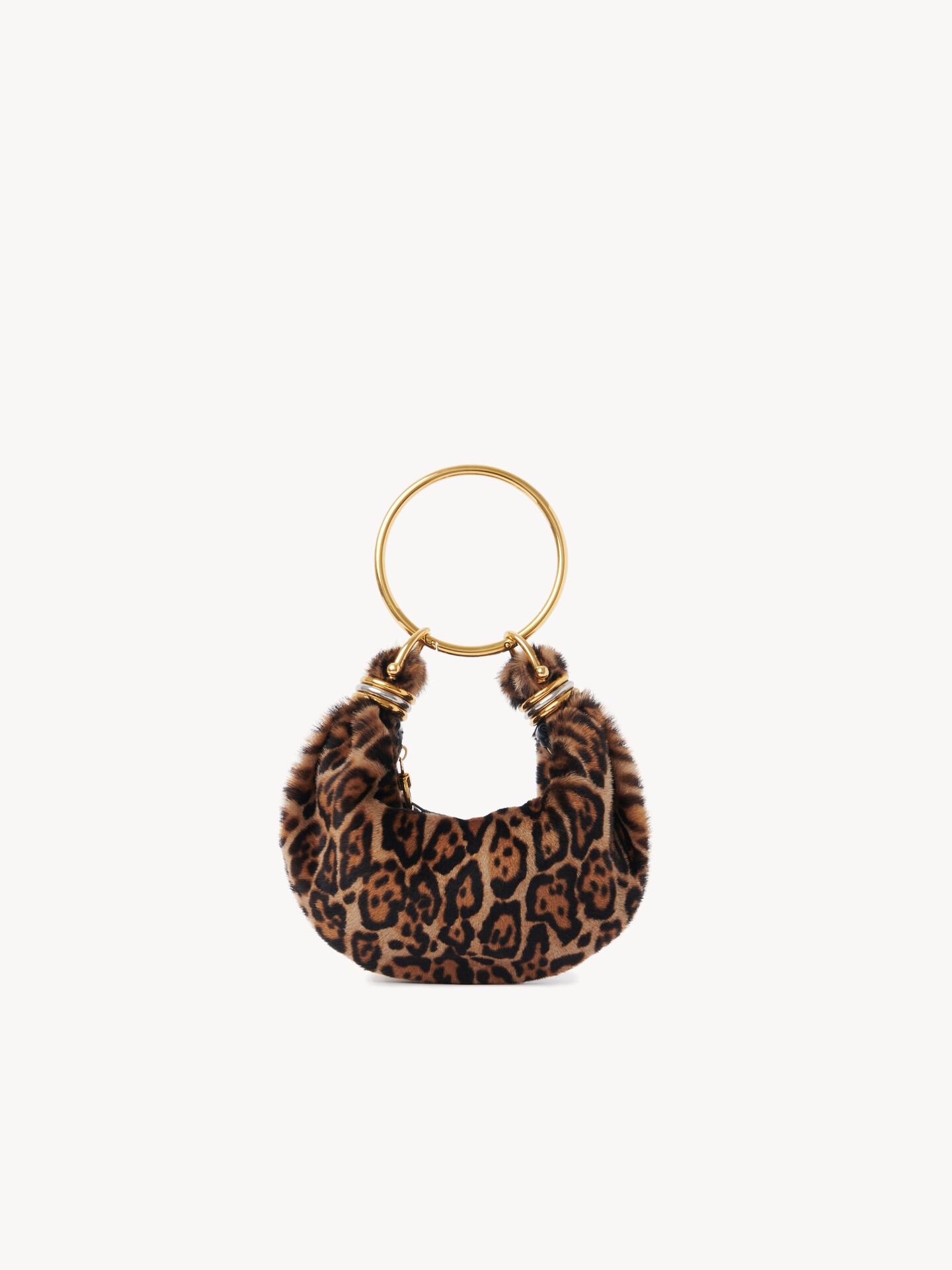 Mini Bracelet Hobo bag in leopard-print shearling - 5