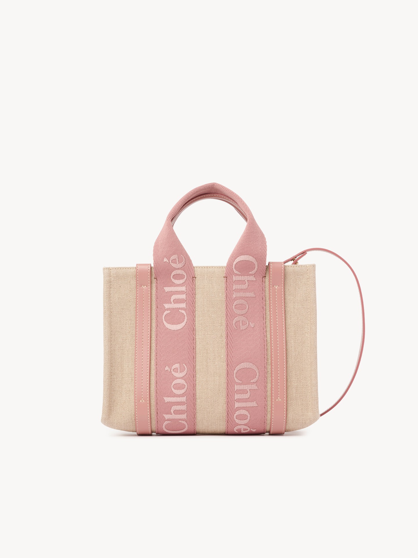 Small Woody tote bag in linen - 2