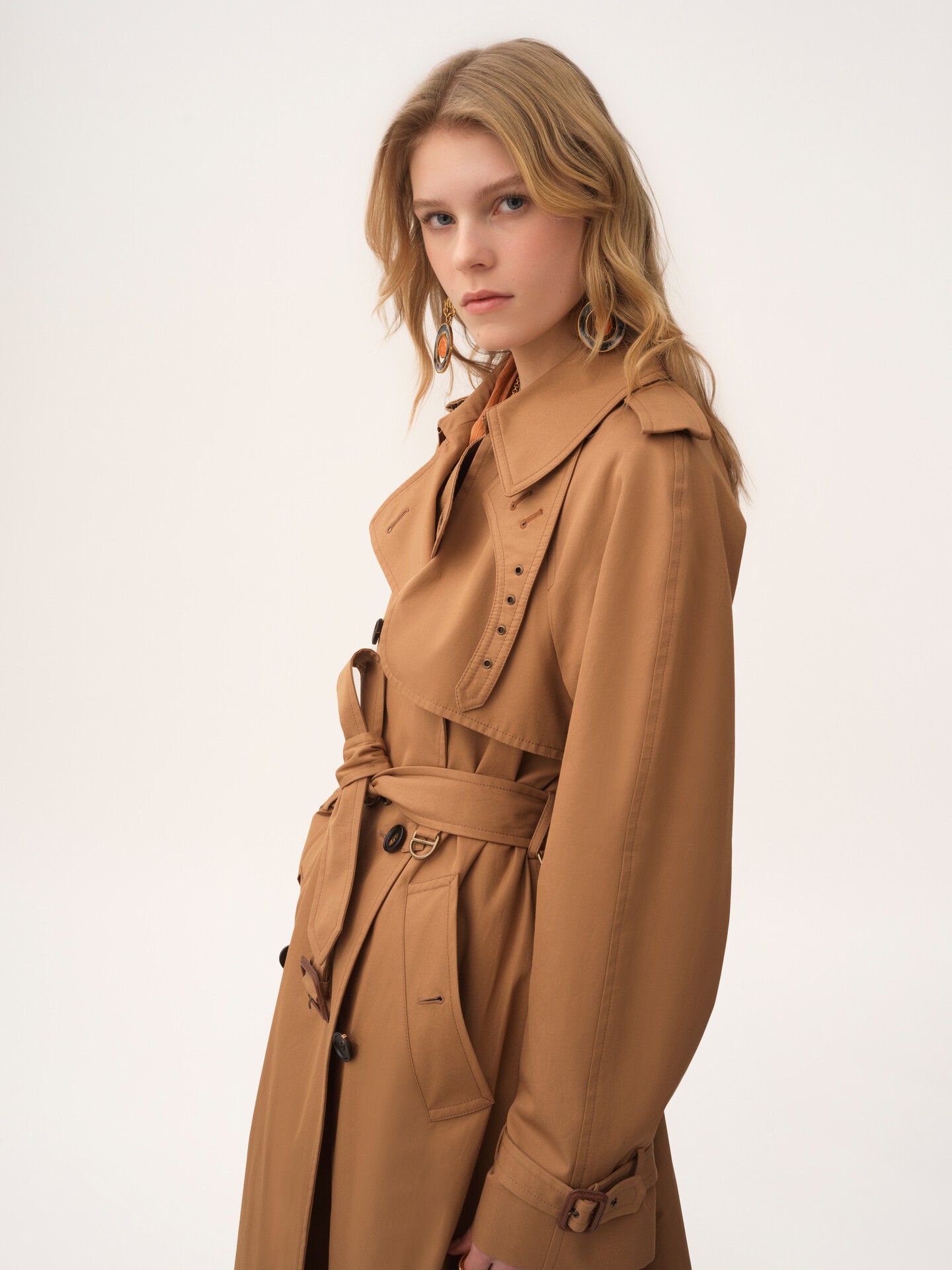 Long trench coat in cotton gabardine - 4