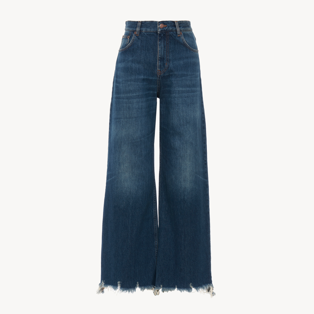 Cropped wide-leg jeans in denim - 8