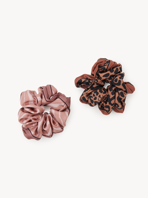 KUT3Animal-print scrunchies in silk