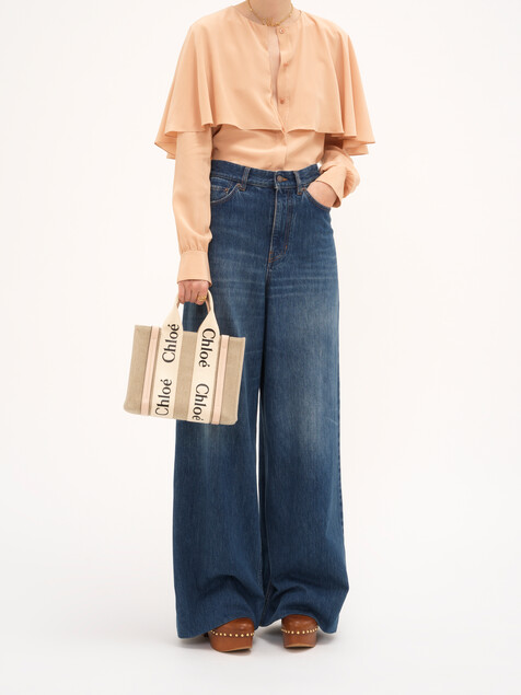Small Woody tote bag in linen