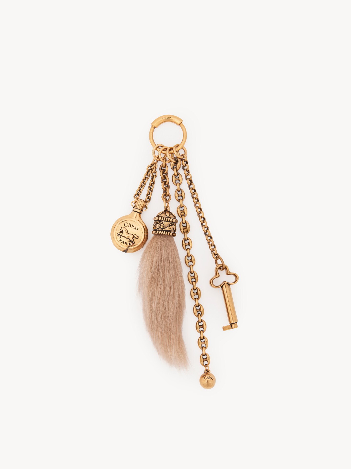 Chlo&eacute; Symbols bag charm in brass and shearling - 1