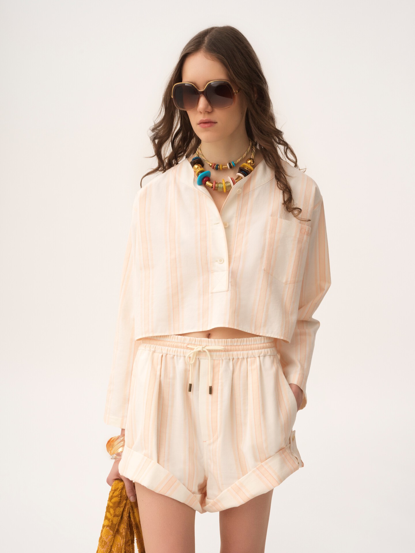 Turn-up drawstring shorts in cotton - 6