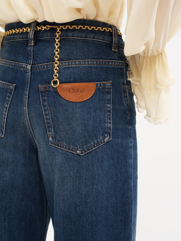 Cropped wide-leg jeans in denim - 7