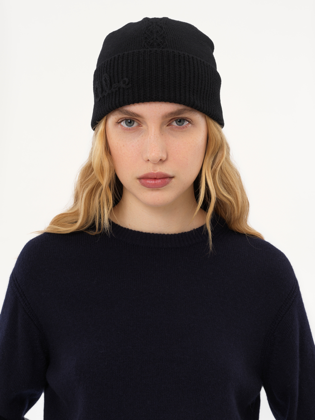 The Chloé Lace Knit beanie in wool & lace jacquard - 10