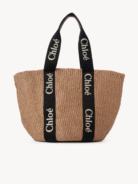 Large Woody tote bag in natural fibres