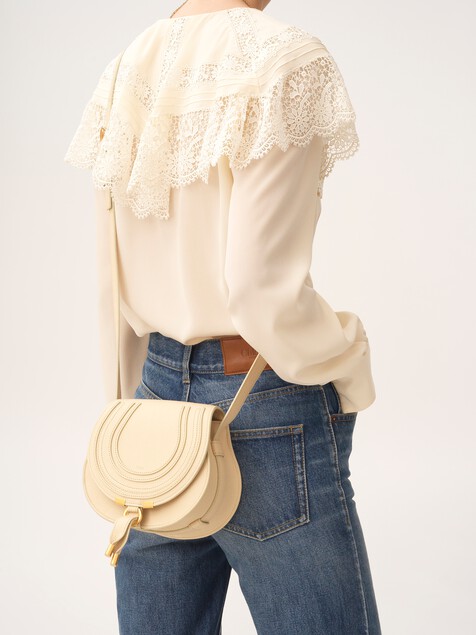 Small Marcie saddle bag in grained leather