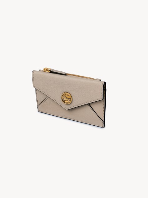 Small Envelope purse with card slots in grained leather