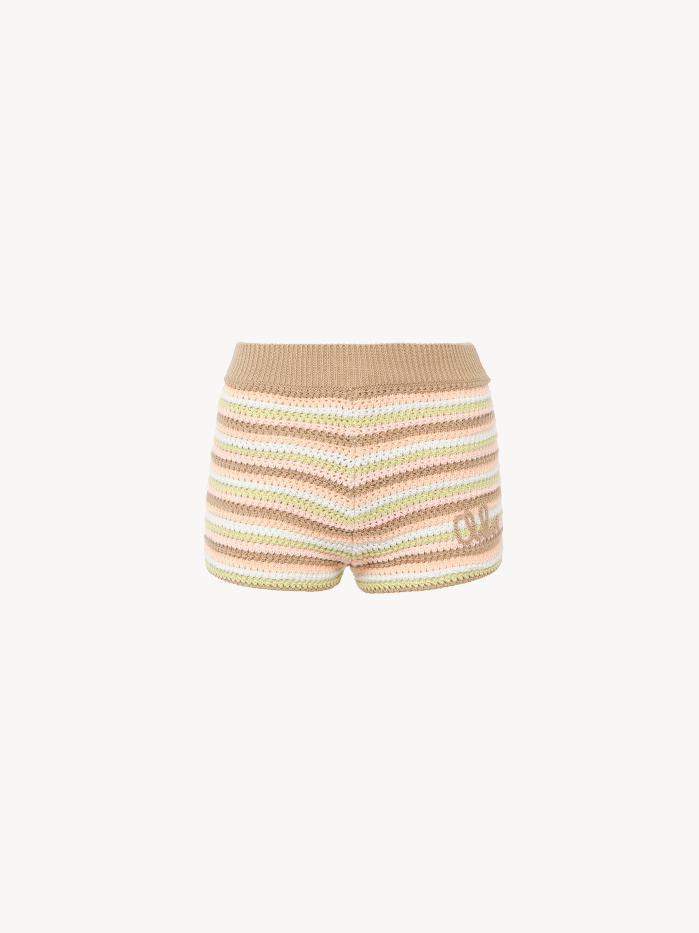 High-rise logo mini shorts in a cotton crochet knit - 1
