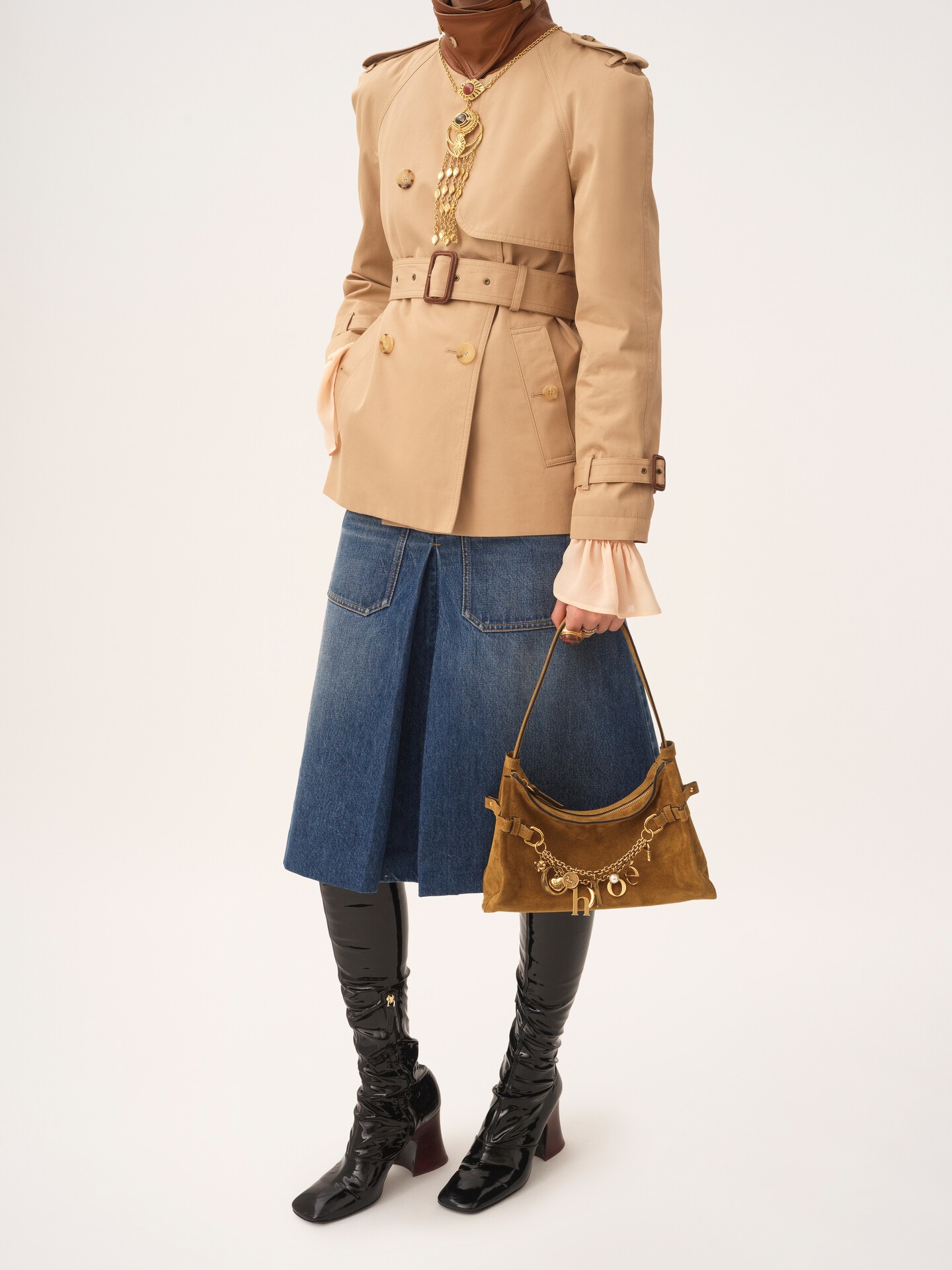Chlo&eacute; Charms hobo bag in suede leather - 4