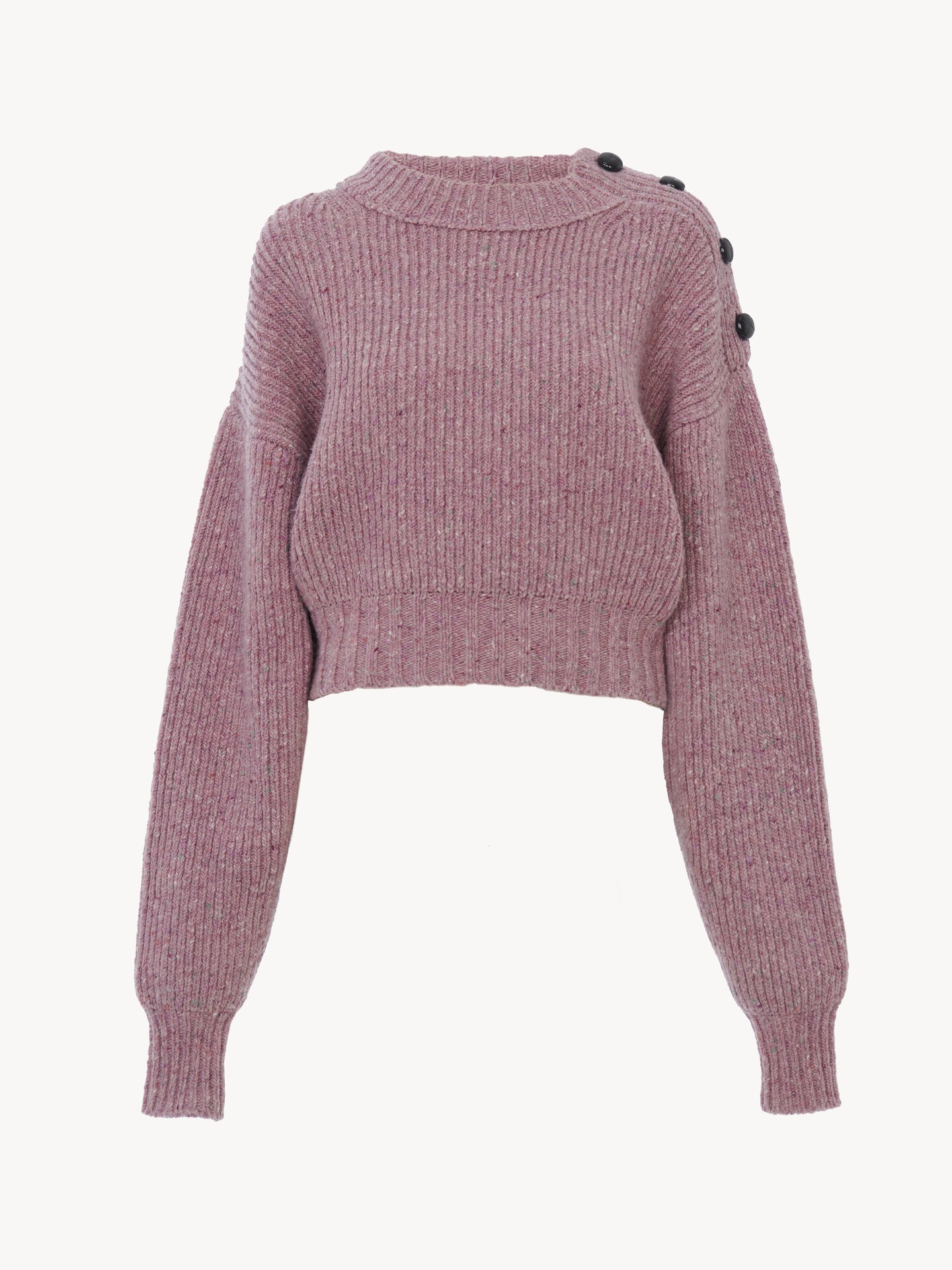 Cropped mock-neck jumper in a merino wool knit - 2