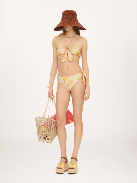 Sun-bleached flower-print bikini top