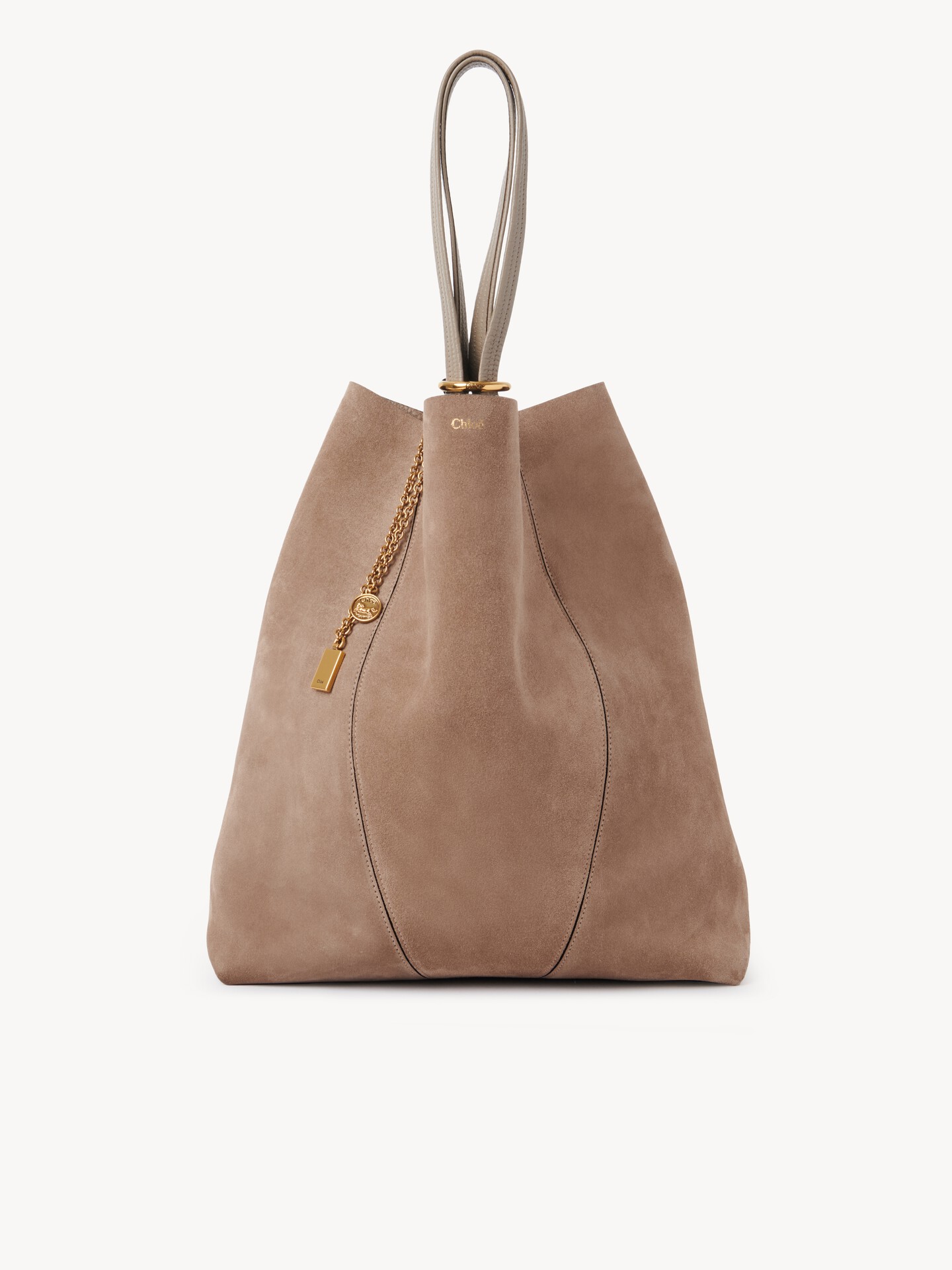 Large Chloé Spin tote bag in suede leather - 8