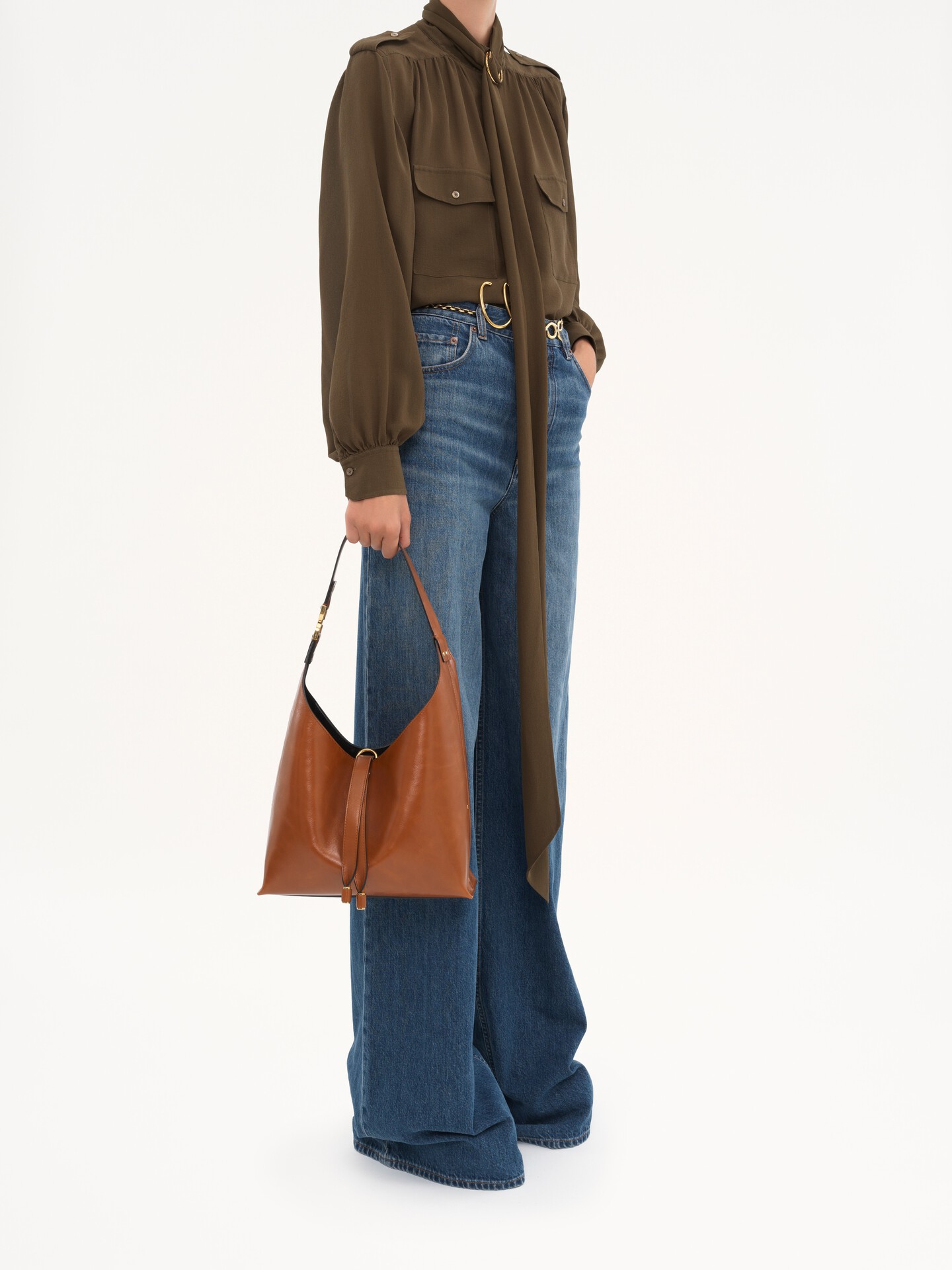 Small Marcie hobo bag in shiny leather - 4