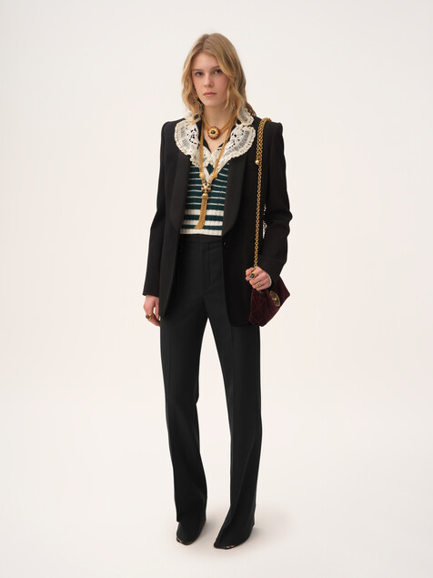 Boyish tailored pants in wool grain de poudre
