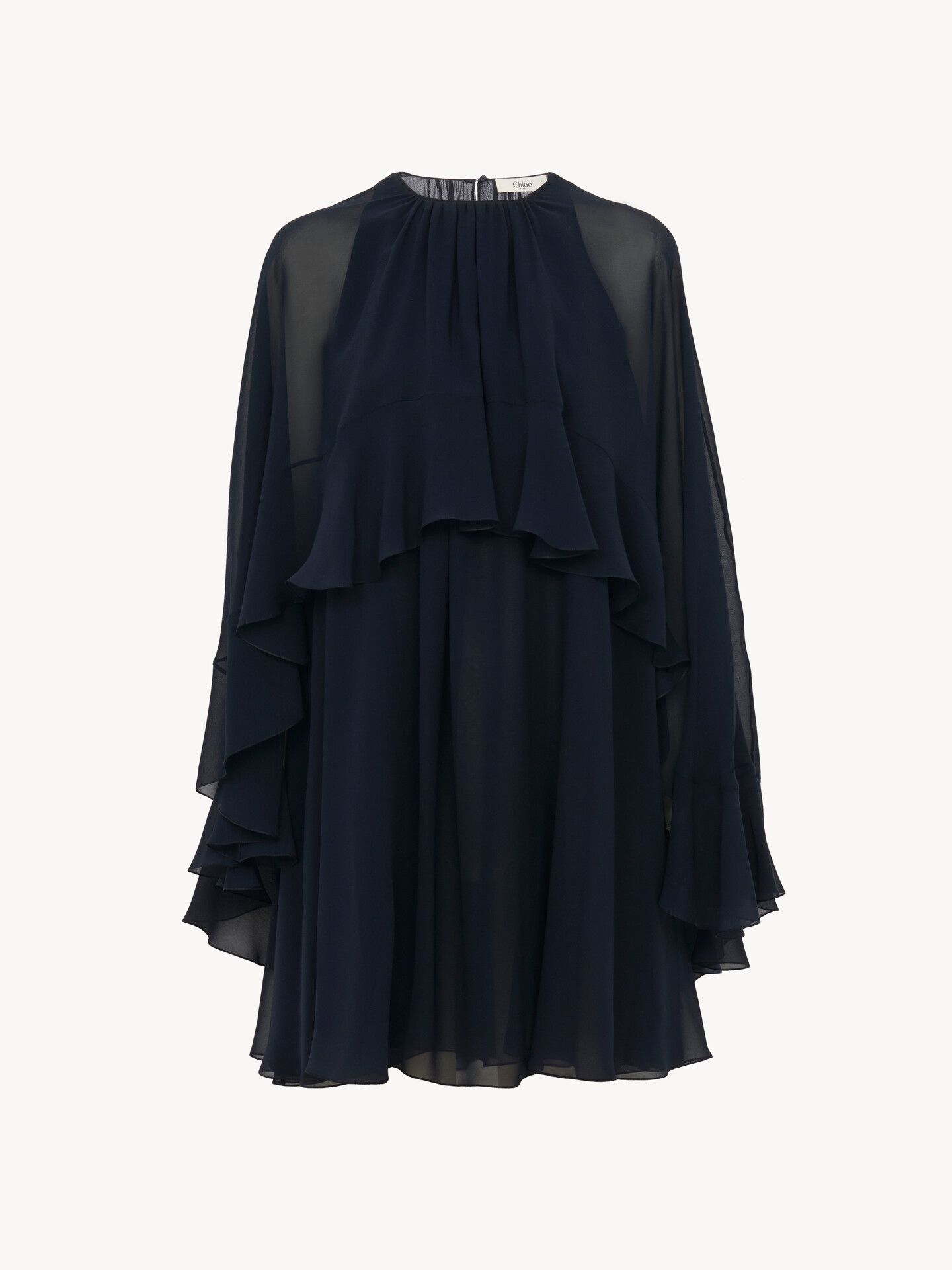 Mini cape dress in silk georgette - 2