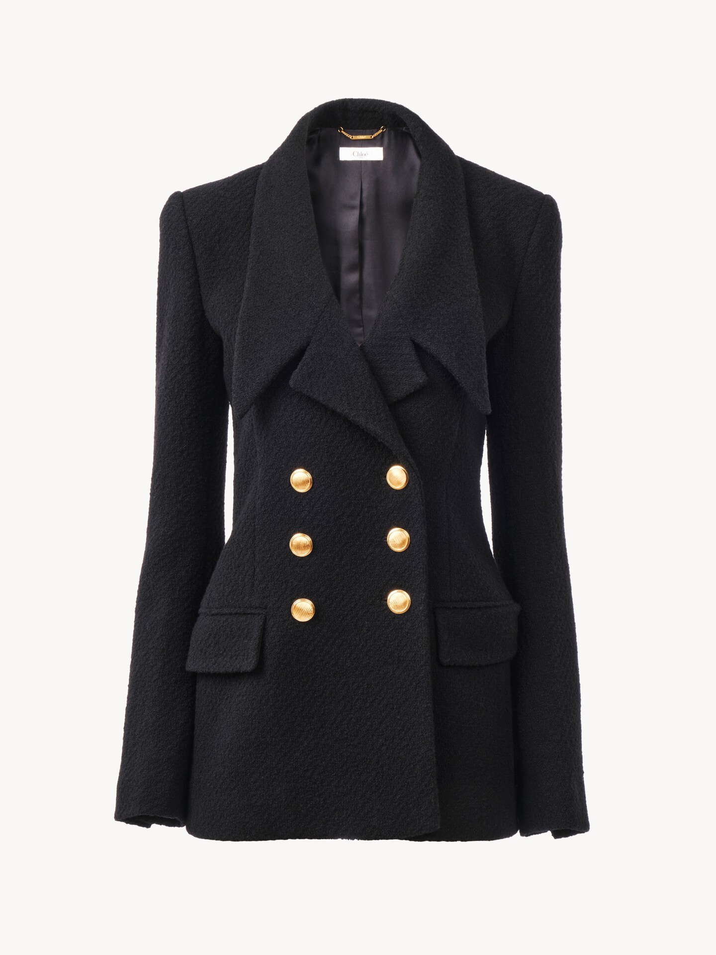 Double-breasted tailored jacket in wool bouclette - 2