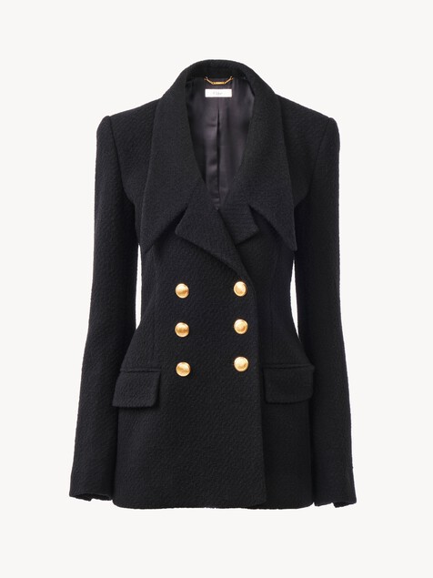 Double-breasted tailored jacket in wool bouclette