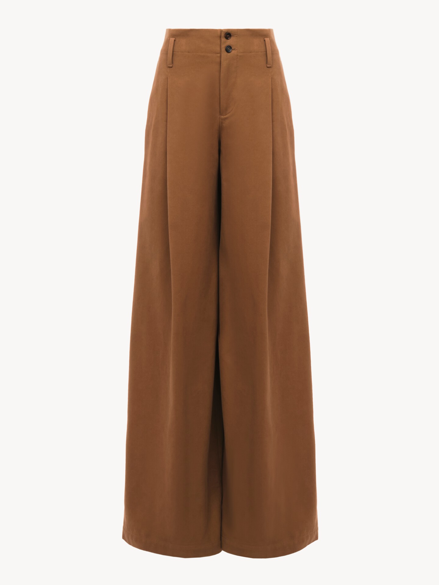 High-rise wide-leg pants in cotton canvas - 1