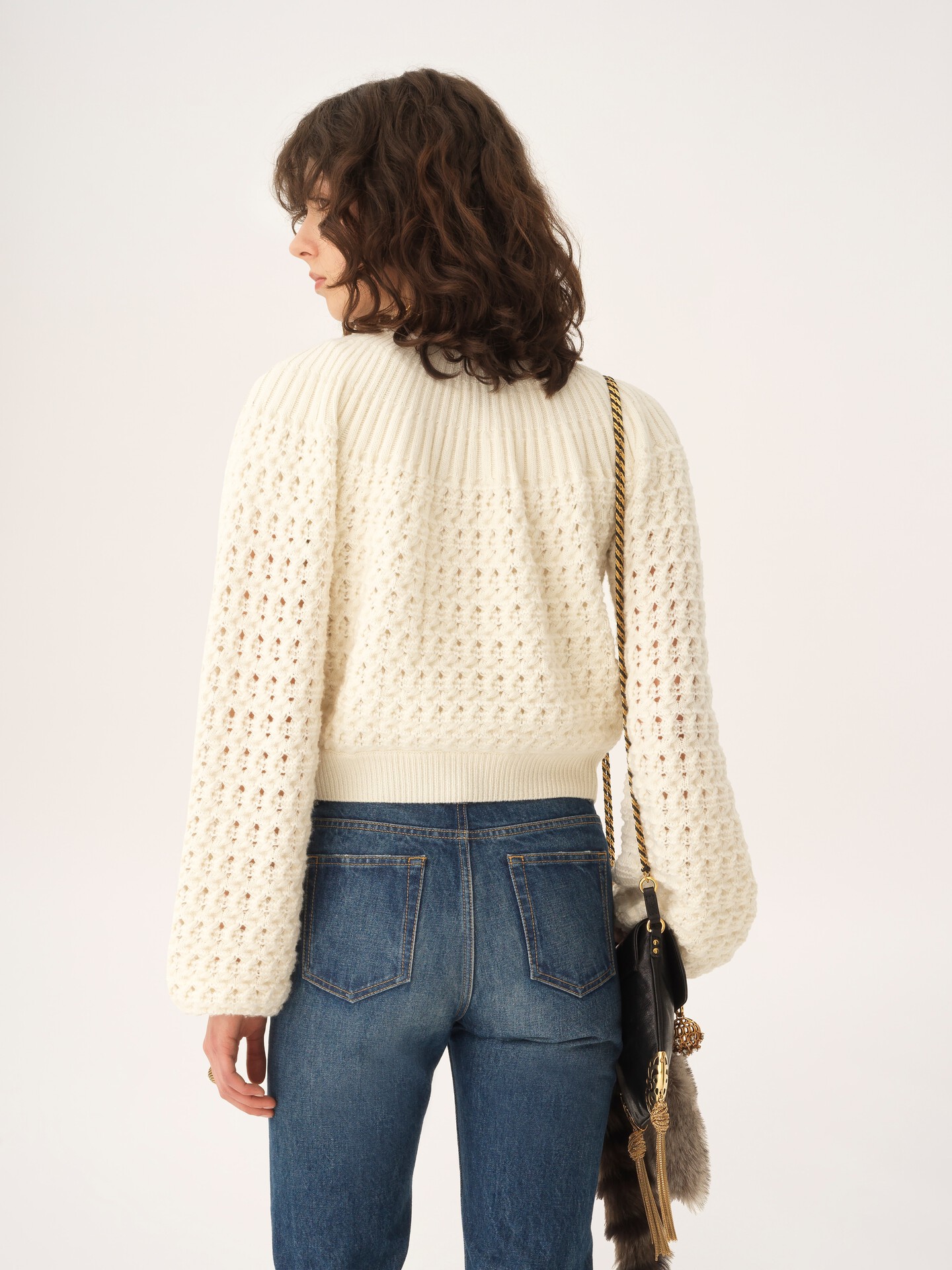 Round-neck cardigan in a wool & cashmere knit - 5