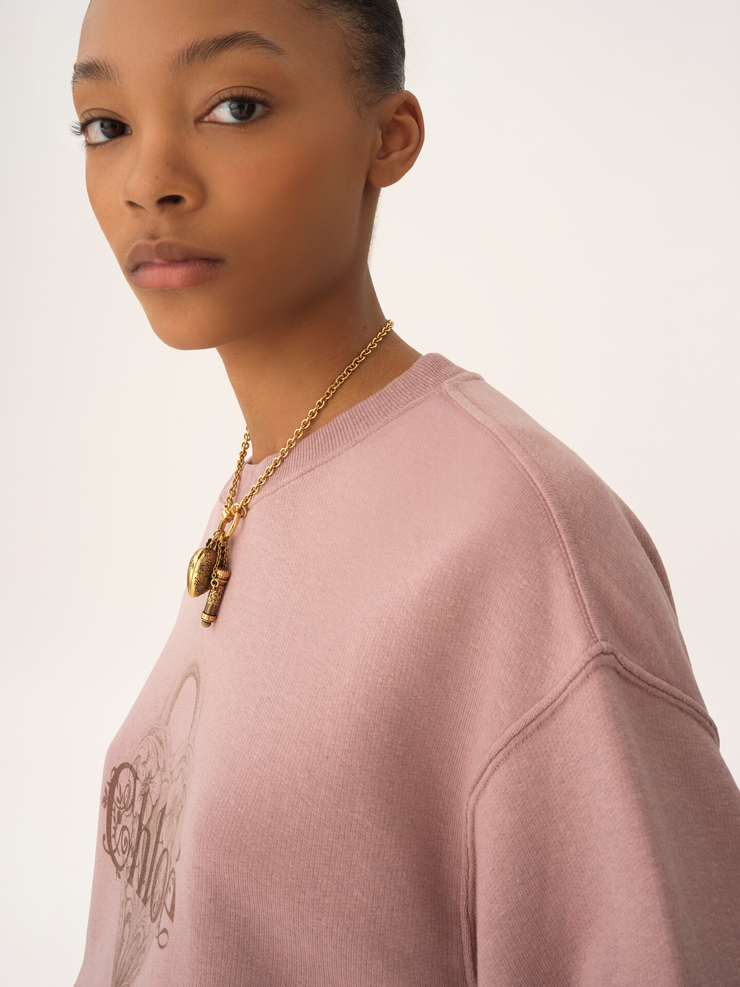 Oversized logo jumper in chin&eacute; fleece - 5