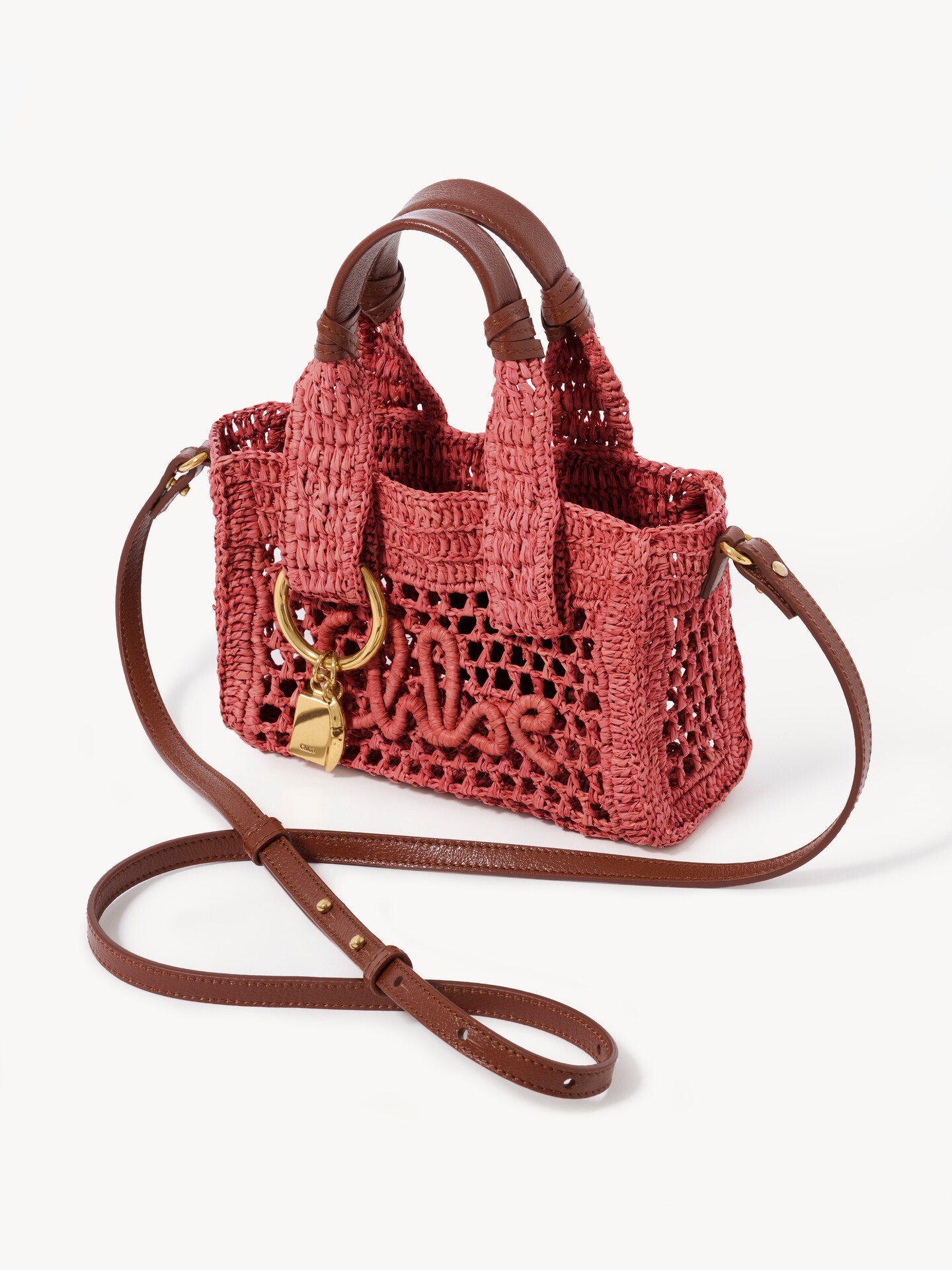 Mini Summer Banana east-west tote bag in raffia - 3