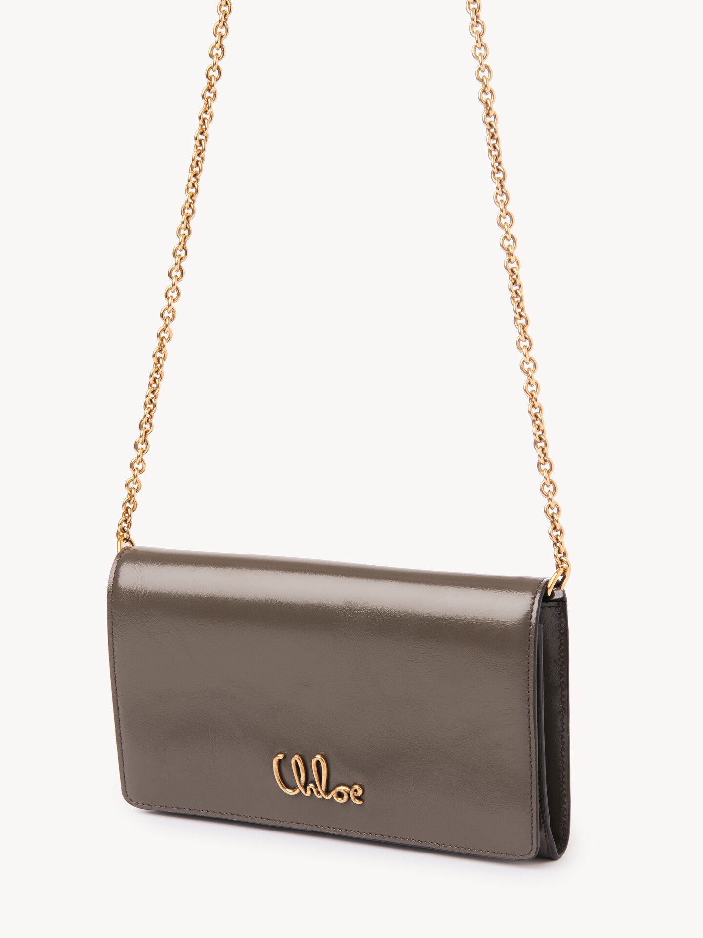 Chloé Iconic flap wallet on chain in shiny leather - 8