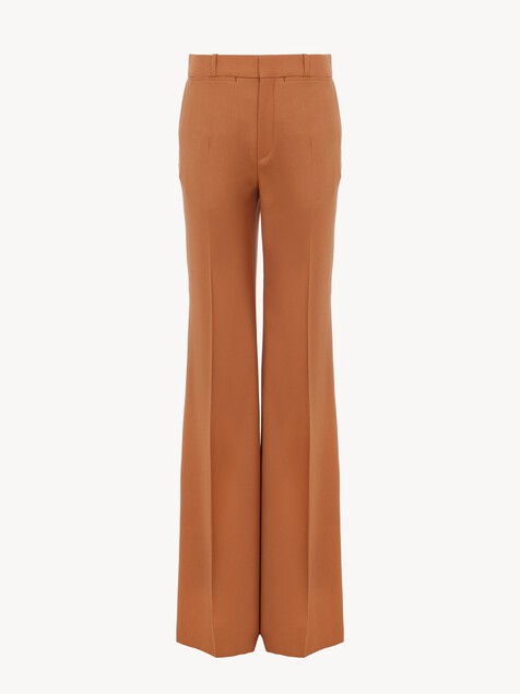 High-rise flared trousers in wool gabardine