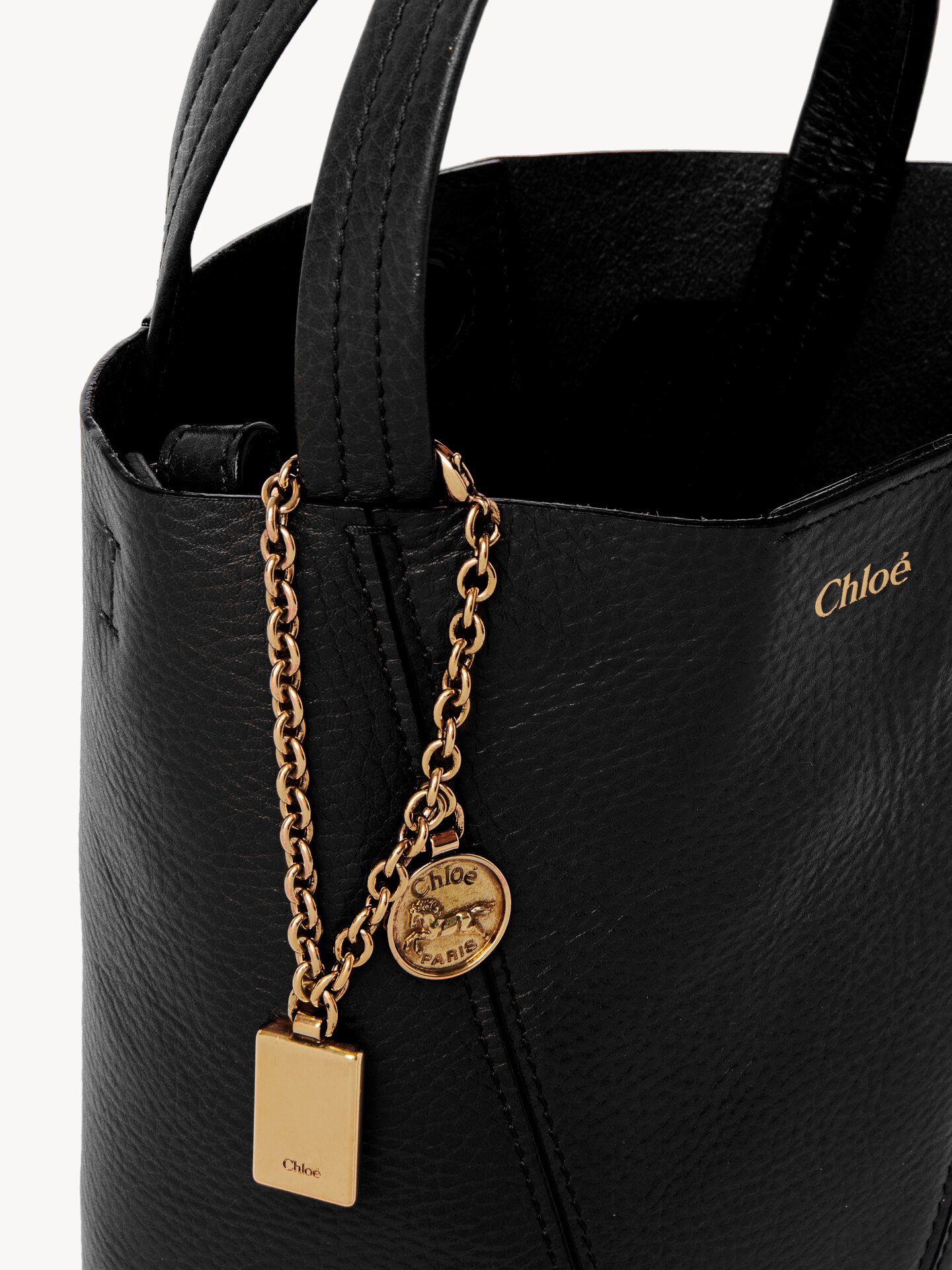 Small Chloé Spin tote bag in grained leather - 4