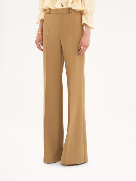 Flared tailored trousers in wool grain de poudre